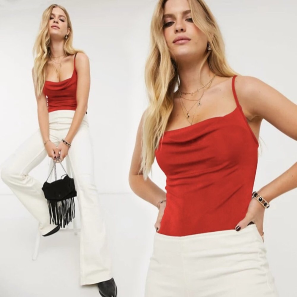 .Free People bodysuit Cowls in the Club red thong S - Picture 2 of 15